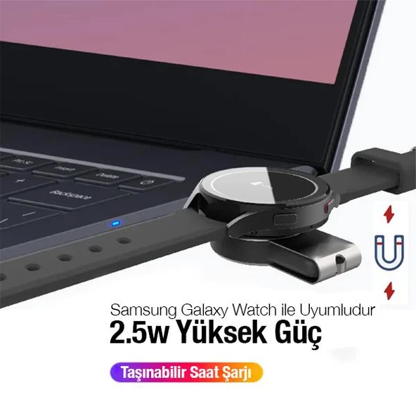 Polham USB ve Type C Girişli 2.5W Samsung Galaxy Watch Serisi Akıllı Saat Aleti, Akım Korumalı Şarj - 5