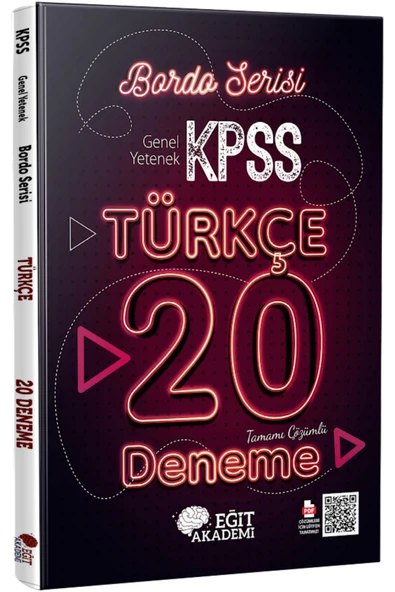 KPSS Türkçe Tamamı Çözümlü 20 Bordo Deneme Sınavı Eğit Akademi