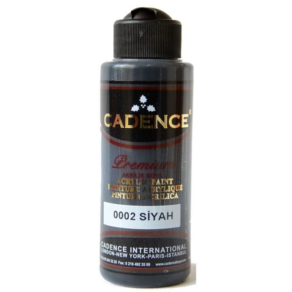 Cadence Premium Akrilik Boya 120 ml. 0002 Siyah