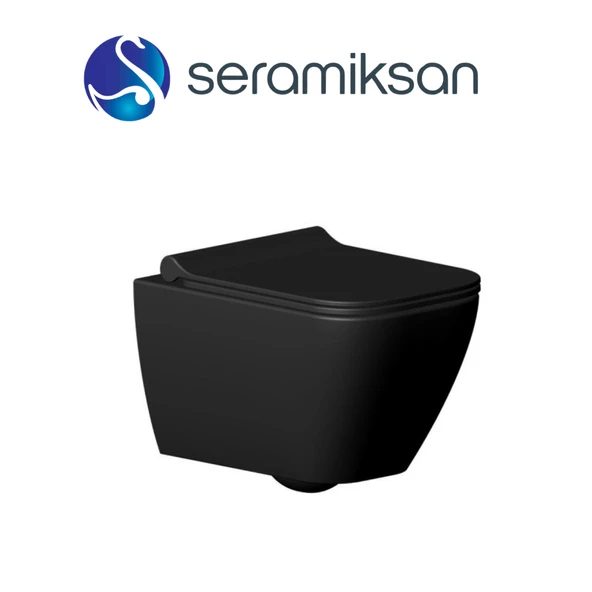 Seramiksan Saturn Kanalsız Mat Siyah Asma Klozet A141201H, Seramiksan Yavaş Kapak - 2