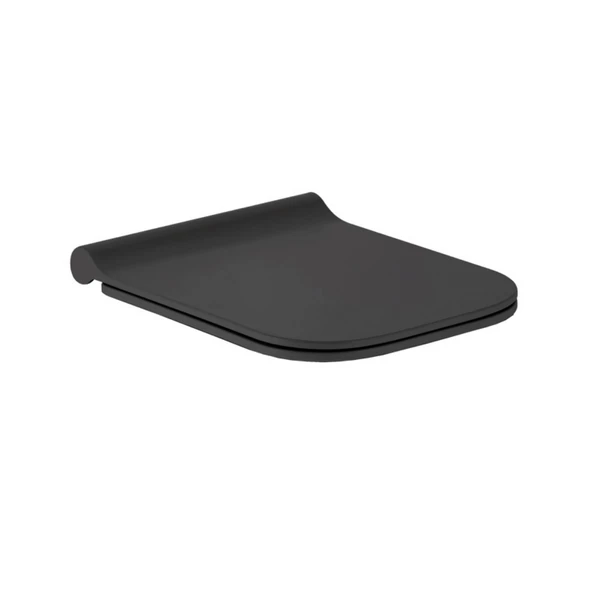 Seramiksan Saturn Kanalsız Mat Siyah Asma Klozet A141201H, Seramiksan Yavaş Kapak - 3