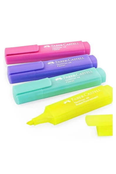 Fosforlu Kalem 4 Lü Pastel Renkler 1 Paket Textliner Soft Renk Kesik Uçlu İşaretleme Kalemi - 2