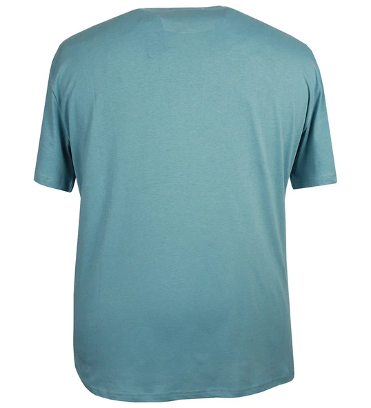 Baskılı Erkek Büyük Beden Bisiklet Yaka Tişört Mavi - 3