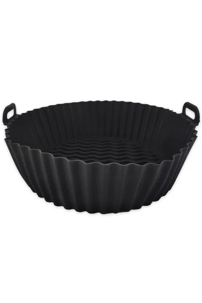 Digithome Yanmaz Yapışmaz Silikon Kulplu Airfryer Kalıbı 22 Cm Siyah – THN75822 C1-1-18 - 3