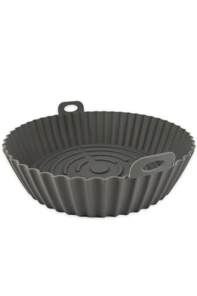 Digithome Yanmaz Yapışmaz Silikon Kulplu Airfryer Kalıbı 20 Cm Gri - THN75825 C1-1-18 - 3