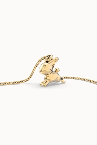 Chocli 18 Ayar Altın Kaplama Tavşan Kolye - 5