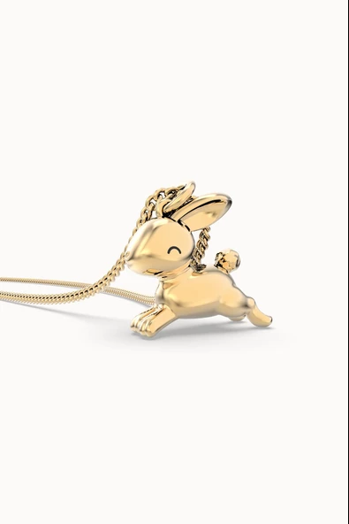Chocli 18 Ayar Altın Kaplama Tavşan Kolye - 4