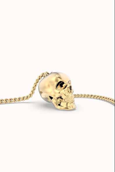 Chocli 18 Ayar Altın Kaplama Skull Kolye - 5
