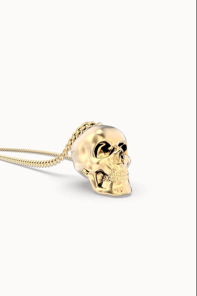 Chocli 18 Ayar Altın Kaplama Skull Kolye - 4