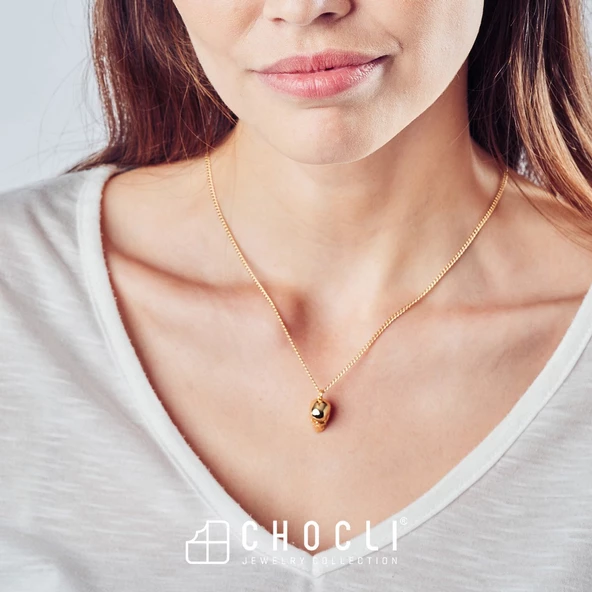 Chocli 18 Ayar Altın Kaplama Skull Kolye - 8