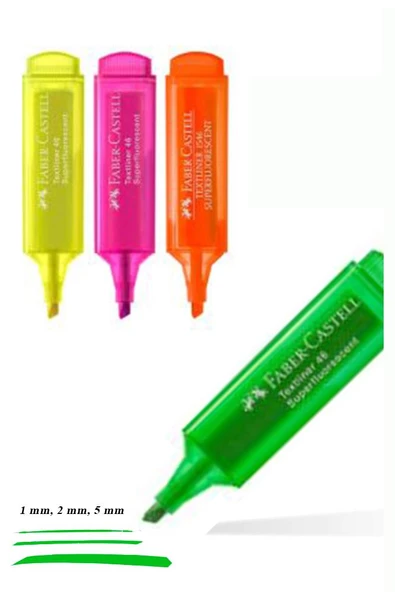 Fosforlu Kalem 4 Lü 1 Paket Textliner Fosforlu Canlı Renkler Kesik Uçlu İşaretleme Kalemi Sarı Turuncu Yeşil Pembe - 3