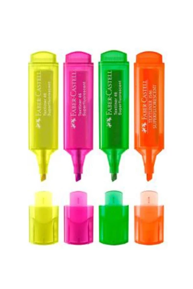 Fosforlu Kalem 4 Lü 1 Paket Textliner Fosforlu Canlı Renkler Kesik Uçlu İşaretleme Kalemi Sarı Turuncu Yeşil Pembe - 2