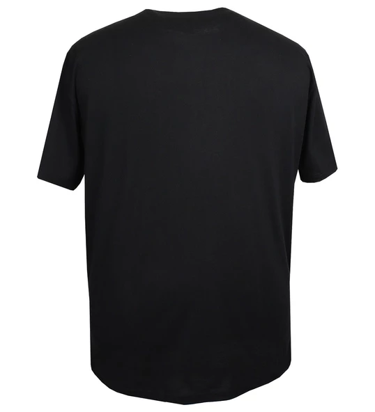 Baskılı Erkek Büyük Beden Bisiklet Yaka Tişört Siyah - 3