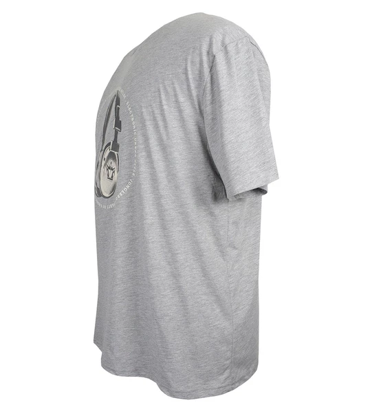 Baskılı Erkek Büyük Beden Bisiklet Yaka Tişört Gri - 2
