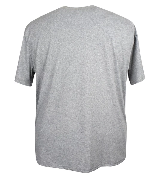 Baskılı Erkek Büyük Beden Bisiklet Yaka Tişört Gri - 3