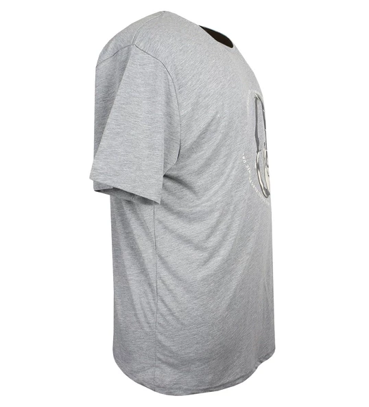 Baskılı Erkek Büyük Beden Bisiklet Yaka Tişört Gri - 4