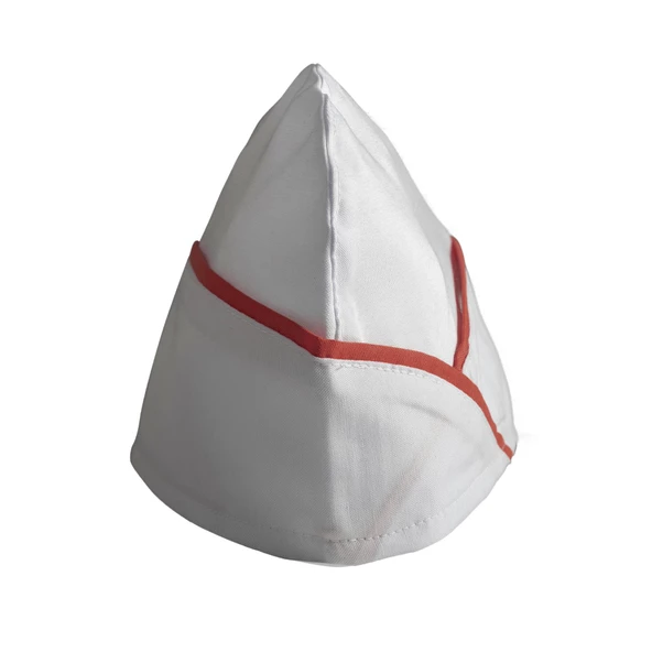 Şensel, Kep, Beyaz, Kırmızı Biyeli -4E210- Aşçı Kepi, İş Kıyafeti