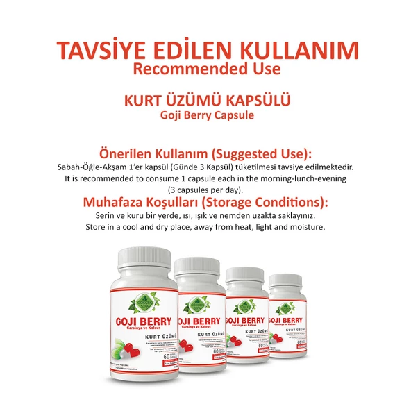 Gökçek Şifa Kurt Üzümü Kapsül (GOJİ BERRY CAPSULE) 60 Adet - Resim 4