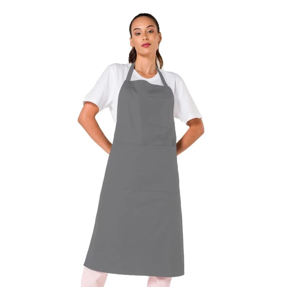 Şensel, Ön Önlük, Gri, Boyundan Askılı -93E2531- Restoran-Mutfak