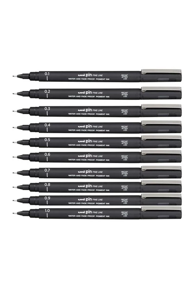Uni Pin Fine Line 0,1 0,2 0,3 0,4 0,5 0,6 0,7 0,8 0,9 1,0 Set