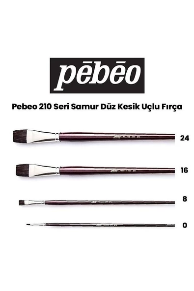 Pebeo 210 Seri Samur Düz Kesik Uçlu Fırça Seti