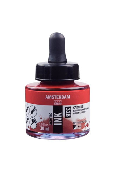 Amsterdam AMSTERDAM AKRİLİK MÜREKKEP : Acrylic Ink : 30ml : Carmine 318