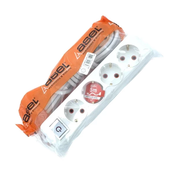 Asel ASL-100 0112 4'Lü Topraklı Grup Priz 5mt - HRD-010867