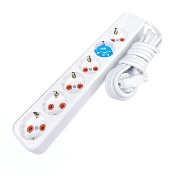 Asel ASL-100 0116 6'Lı Topraklı Grup Priz 5mt - HRD-010871