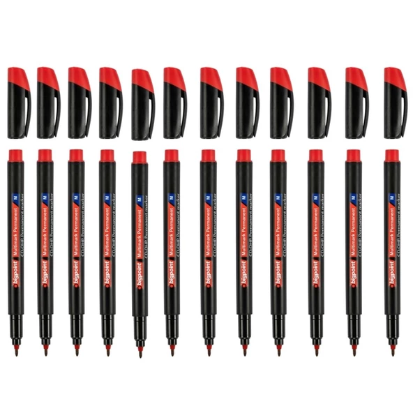 Bigpoint Permanent Marker (asetat) Kalem M 1,0 Kırmızı 12'li Set