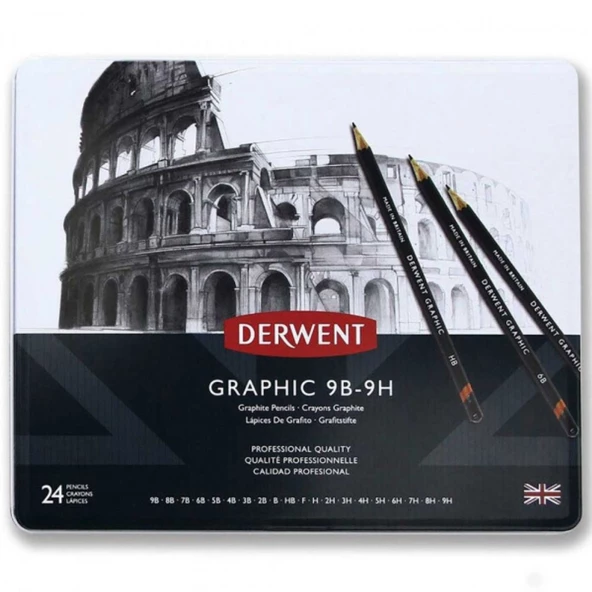 Derwent Graphic Pencil 24'lü Teneke Kutu (Dereceli Kalem)