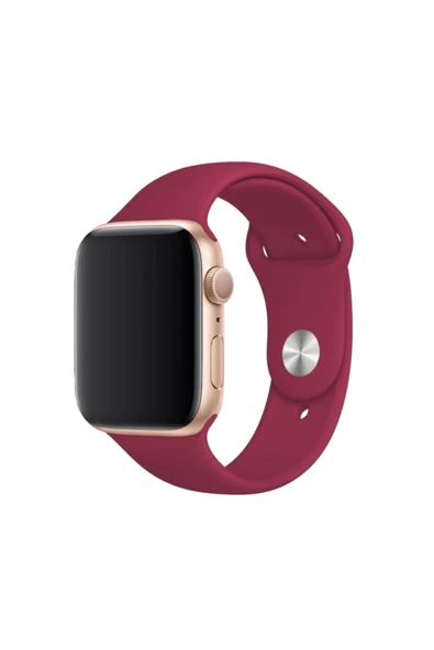 Fuchsia Apple Watch Uyumlu Spor Kordon 42 - 44 mm M/L Ölçülerinde Yumuşak Silikon Rahat Kordon - Resim 6