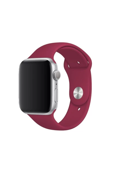 Fuchsia Apple Watch Uyumlu Spor Kordon 42 - 44 mm M/L Ölçülerinde Yumuşak Silikon Rahat Kordon - Resim 5