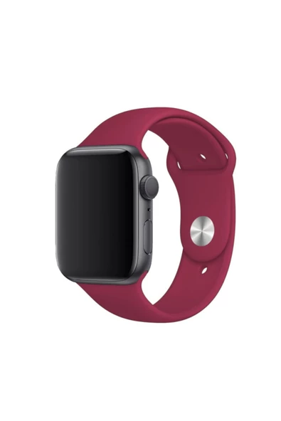 Fuchsia Apple Watch Uyumlu Spor Kordon 42 - 44 mm M/L Ölçülerinde Yumuşak Silikon Rahat Kordon - Resim 2