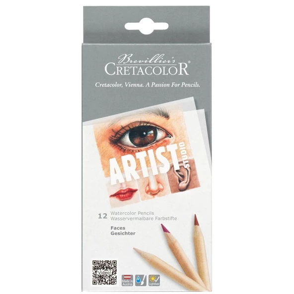 Cretacolor Artist Studio Watercolor Pencils FACES Set 12 Renk Sulandırılabilir Portre Çizim Seti (283 10)