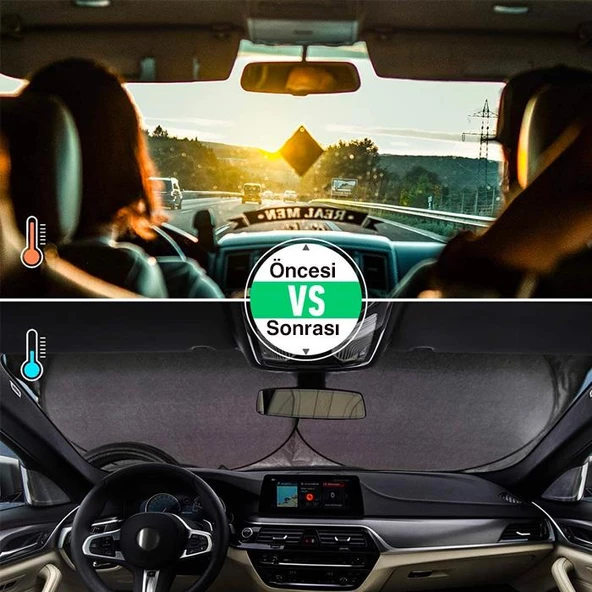 Polham 142x67 CM Universal Araç İçi Ön Cam Güneş Koruyucu Branda, Sedan, Suv ve Hatchback Uyumlu - 3
