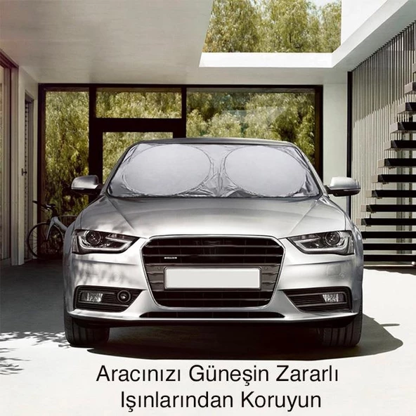 Polham 142x67 CM Universal Araç İçi Ön Cam Güneş Koruyucu Branda, Sedan, Suv ve Hatchback Uyumlu - 4