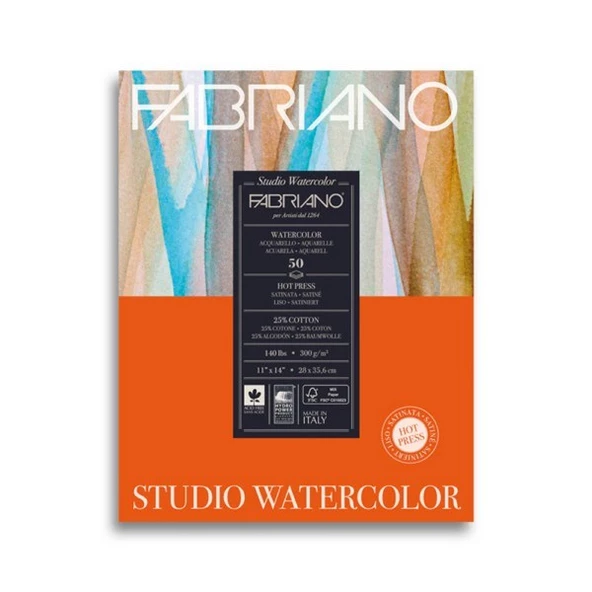 Fabriano Watercolour Studio Suluboya Blok 300 gr. 28x35,6 cm. 50 yp. Sıcak Basım