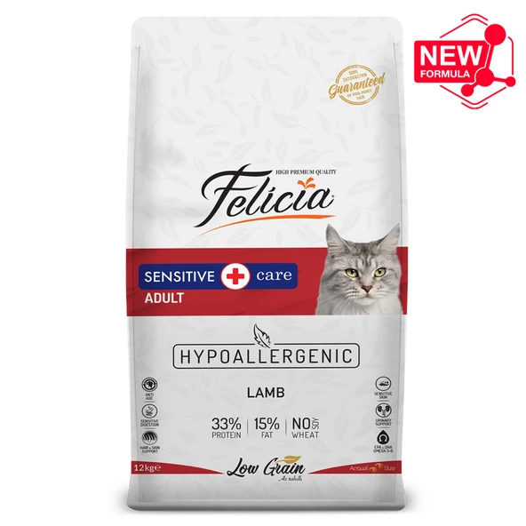Felicia Yetişkin Kuzu Etli Az Tahıllı Hypoallergenic Kedi Maması 12 Kg ürün görseli