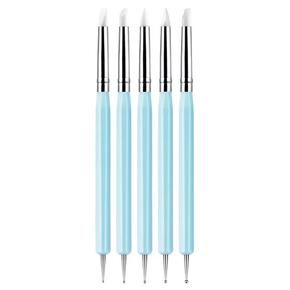 Kabartma Kalemi + Silikon Uçlu Fırça Seti Çift Yönlü 5li ürün görseli 1