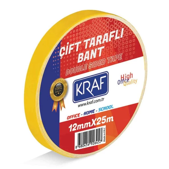 Kraf Çift Taraflı Bant 12 mm x 25 mt