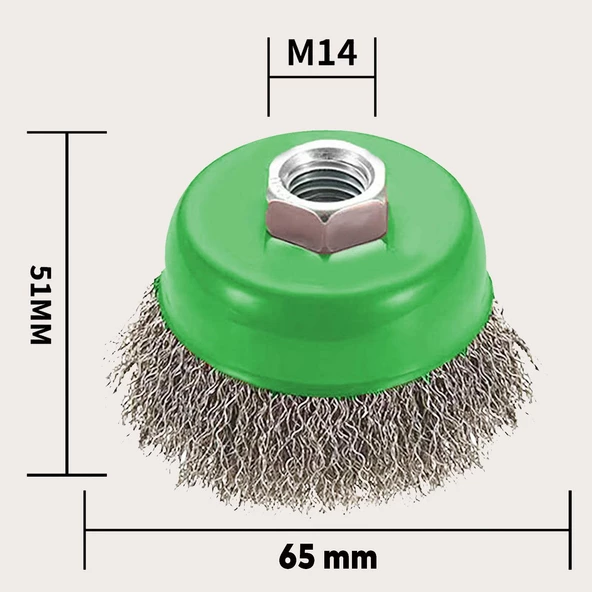 Saçaklı Çanak Fırça Paslanmaz 65 mm M14 - Resim 3