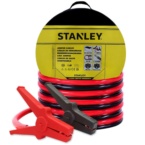 Stanley Sxa16 6V/12V/24V 480Amper 4,5Metre 35Mm² Akü Takviye Kablosu