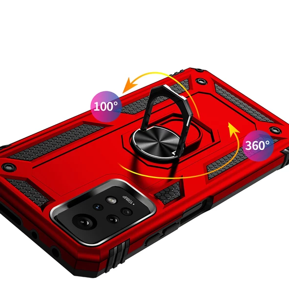 Xiaomi Redmi Note 12 Pro 4G Kılıf Zore Vega Yüzüklü Standlı Zırh Kılıf - 7