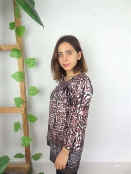 Desenli Kadın Bluz - Resim 2