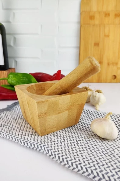 Digithome Doğal Bambu Ahşap Sarımsak Ezeceği Havan – THN75218 - HYT C1-1-18 - 2