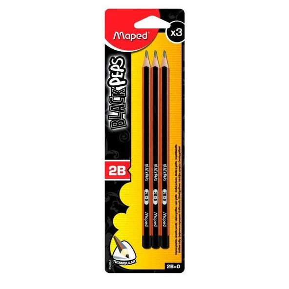 Maped Black Peps 2B Kurşun Kalem 3lü Paket 850012