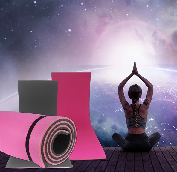 Pembe-Siyah Extra Rahat Plates Yoga Matı 180x60cm 15mm - 7
