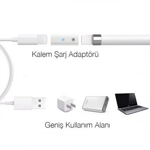 Polham Apple Pencil Kalem Şarj Adaptörü, Lightning To Lightning Çevirici Dönüştürücü, Gösterge Işıklı - 2