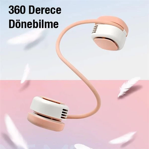 Polham 1600mAh Şarjlı Ayarlanabilir Boyun Askılı Şık Görünümlü Boyun Vantilatörü, Askılıklı Mini Fan - 8