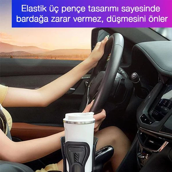 Polham Araç içi Bardaklık Girişli Genişlik Ayarlamalı Kilit Sistemli Bardak ve Şişe Tutucu, Sarsılmaz - 3